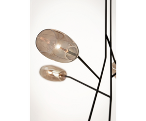 Designed by Massimo Castagna for Gallotti&Radice  Floor lamp with dimmable LED light. Mouth-blown and bronze painted crystal. Metal parts in bronzed black. Touch button switch positioned on the structure. Bulbs (LED) included.  Cm (L x W x H) 104.5 x 80 x 222   Actual product may vary from images shown on website. Please contact info@rifugiomodern.com  for finish and fabric samples.