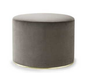 Designed by Sudio G & R Pouffe with inside structure in wood and by-products padded in non-deformable foam polyurethane in different density and polyester fibre. Metal parts in satin brass or matt black lacquered brass. Covered by fabric or leather as per samples. Actual product may vary from images shown on website. Please contact info@rifugiomodern.com  for finish and fabric samples.