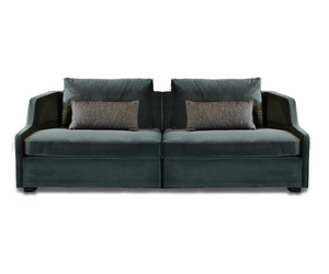 Designed by Massimo Castagna Modular sofa in non-deformable foam polyurethane in different density and polyester fibre and downpadding with wooden inside structure. Black lacquered wooden feet. Mixed downpadding backrest cushions. Available covered by fabric or leather as per sample.On request decorative polyester fibre cushion finished with perimetral trim and zip closure. Actual product may vary from images shown on website. Please contact info@rifugiomodern.com  for finish and fabric samples.
