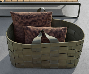 Outdoor baskets from Molteni&C are viable at Rifugio Modern in three sizes and in a rectangular shape so that they can be stacked when empty to minimise clutter.