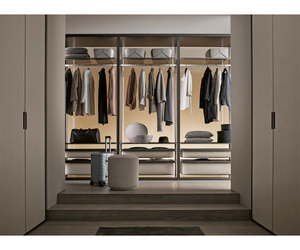    Rimadesio Cover Open Custom Closet Cover Open is an innovative wardrobe solution, always custom-made and designed to integrate perfectly in the Freestanding version with hinged doors. Available in linear, corner and C-shaped compositions of Rimadesio. This product has a delivery estimate of 16-18  weeks.  Actual product may vary from images shown on website. Please contact info@rifugiomodern.com  for fabric and finish samples. 