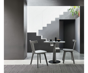 Designed by Paola Navone for Gervasoni Gray 39 is a table with a round top, defined by the combination of natural painted solid Canaletto walnut; white, grey, black, ocean or dove-grey lacquered wood used for the top and the column leg. Actual product may vary from images shown on website. Please contact info@rifugiomodern.com for finish and fabric samples.