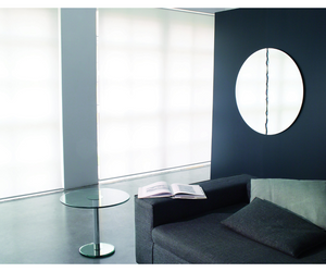 Designed by Pierangelo Galotti 6mm mirror composed of two ground mirrors, placed side by side and superimposed on a part in mirrored glass "Grigio Italia". Upper mirrors with important irregular central bevel done by hand.  Cm (Ø) 80 100 120  Cm (L x H) 80 x 80 100 x 100  Actual product may vary from images shown on website. Please contact info@rifugiomodern.com  for finish samples.  