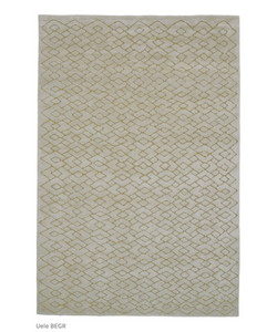 Kristiina Lassus Design  The interlocking diamonds of the Uele rug call to mind the decorative geometry of a fishing net. Such classic and familiar ornamentation creates a tranquil motif. Uele is timeless and classic, making it easy to integrate with different interiors. Actual product may vary from images shown on website. Please contact info@rifugiomodern.com for finish samples.