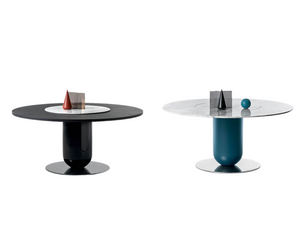 Designed by Calvi Brabilla for Pianca Sculptural, symbolic, bold: the table stem from a desire to have fun assembling three classic, primary, geometric elements in an ironic way. Ettore pays homage to master designer Ettore Sottsass, a visionary pursuer of design that would break the traditional aesthetic rule Actual product may vary from images shown on website. Please contact info@rifugiomodern.com for finish and fabric samples.
