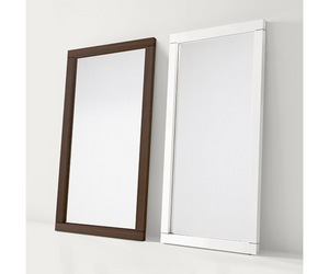 Mirror with surrounding frame available in wood finish or matt lacquered bianco for the utmost freedom of interior décor combinations.  Actual product may vary from images shown on website. Please contact info@rifugiomodern.com for finish and fabric samples.