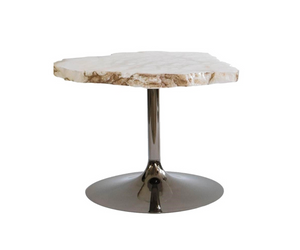 Designed by Jacopo Foggini for Edra Low tables with alabaster top and irregular and jagged edges, available in different heights and colors. The tops are cut by the crude “egg” of the evaporate mineral. The cone-shaped metal base is available in different heights and colors. Seen from above, they resemble islands. Actual product may vary from images shown on website. Please contact info@rifugiomodern.com for fabric and finish samples.