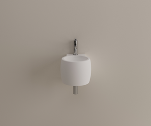 Designed by Benedini Association for Agape The Cheese white ceramic washbasin has a full and compact shape, ideal for a small bathroom with a great personality. Actual product may vary from images shown on website. Please contact info@rifugiomodern.com for fabric and finish samples.
