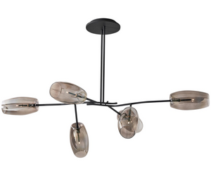 Designed by Massimo Castagna for Gallotti&Radice  Suspension lamp with dimmable LED light. Mouth-blown and bronze painted crystal. Metal parts in bronzed black. Bulbs (LED) included.  Cm (L x W x H)  157 x 84 x 110 DH 122 x 123 x 123 DVS 153 x 144 x 220 DVL   Actual product may vary from images shown on website. Please contact info@rifugiomodern.com  for finish and fabric samples.
