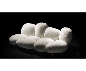 Designed by Fernando e Humberto Campana for Edra  A sofa composed  of nine structural cushions that resemble powder puffs attached to an invisible metal tube frame.  Very comfortable thanks to the stuffing in Gellyfoam® and synthetic wadding.  Thanks to the ecological fur covering, it is soft to the touch like a caress.  Actual product may vary from images shown on website. Please contact info@rifugiomodern.com  for finish and fabric samples