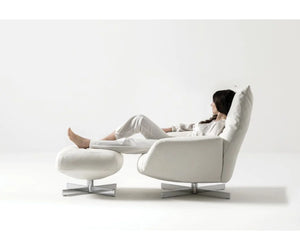 Designed by Francesco Binfaré for Edra Elegance. Simplicity. Maximum comfort. A chair that has these characteristics: universal value, pure and absolute. Swiveling, extremely comfortable , thanks to the "smart" cushion used for the adaptable  backrest. Actual product may vary from images shown on website. Please contact info@rifugiomodern.com  for finish and fabric samples