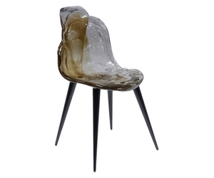 Designed by Jacopo Foggini for Edra  A chair in warm amber tones wrapped in transparent crystal.  Seat and back are a single body of polycarbonate, mounted on semi-glossy black legs.  Dedicated to Gilda Bojardi, famous editor-in-chief of Interni. fits in any environment thanks to its timeless elegance.  Actual product may vary from images shown on website. Please contact info@rifugiomodern.com  for finish and fabric samples.