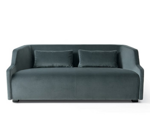 Designed by Massimo Castagna Sofa in non-deformable foam polyurethane in different density and polyester fiber with wooden inside structure. Black lacquered wooden feet. Available covered by fabric or leather as per sample. On request decorative polyester fiber cushions finished with perimetral trim and zip closure. Not removable cover. Actual product may vary from images shown on website. Please contact info@rifugiomodern.com  for finish and fabric samples.