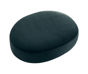 Designed by Massimo Castagna Pouffe in non-deformable foam polyurethane in different density and polyester fibre with wooden inside structure. Black coloured MDF base. Available covered by fabric or leather as per sample. Removable covers excluding Cat L1, L2 and customer leather C.O.L, on request.  Inches (W x D x H) 39½" × 31½" × 15" 46½" × 37½" × 15"  Actual product may vary from images shown on website. Please contact info@rifugiomodern.com  for finish and fabric samples.