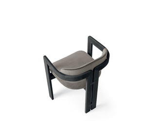 Designed by Studio G & R Armchair with black lacquered open pore solid curved ash structure. Also available in natural ash, tobacco stained, white open pore stained or grey smoke open pore stained ash.  Actual product may vary from images shown on website. Please contact info@rifugiomodern.com  for finish and fabric samples.