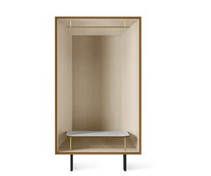 Designed by Pietro Russo for Gallotti&Radice  Open wardrobe in inlaid wood in Walnut Frisé color. Interior upholstered in white Frisé Tanganyika. Equipped with coat hanger and wooden shelf or with several shelves.  Cm (L x W x H) 100 x 57 x 180  Actual product may vary from images shown on website. Please contact info@rifugiomodern.com  for finish and fabric samples.