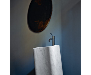 Designed by Angelo Mangiarotti for Agape Angelo Mangiarotti’s design takes the form of a hand basin designed with the skill of a true master. Lito 2 is far more than a simple furnishing accessory, without losing sight of functional characteristics it is intended to provide: with its ergonomic lines and ideal capacity of the basin.  Actual product may vary from images shown on website. Please contact info@rifugiomodern.com for fabric and finish samples.