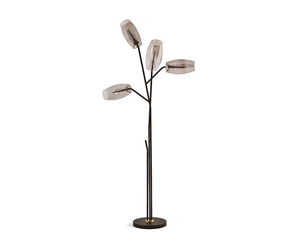 Designed by Massimo Castagna for Gallotti&Radice Floor lamp with dimmable LED light. Mouth-blown and bronze painted crystal. Metal parts in bronzed black. Touch button switch positioned on the structure. Bulbs (LED) included. Cm (L x W x H) 104.5 x 80 x 222 Actual product may vary from images shown on website. Please contact info@rifugiomodern.com for finish and fabric samples.