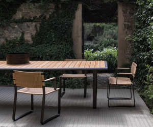 Golden Gate Table from Molteni&C is available at Rifugio Modern. The Timeout Collection dining table interprets the archetype of outdoor tables with a slatted top for water drainage.