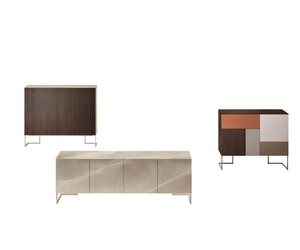 Refined and adaptable, the Grafica sideboard ideally complements the living room or bedroom is an ideal complement for both living room or bedroom. It is available in a number of compositions and a wide range of finishes to meet the most diverse needs. Actual product may vary from images shown on website. Please contact info@rifugiomodern.com for finish and fabric samples.