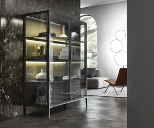 With this product, Rimadesio gives a contemporary reinterpretation of classic furniture like sideboards, glass cabinets and drawer units. Actual product may vary from images shown on website. Please contact info@rifugiomodern.com for finish and fabric samples.