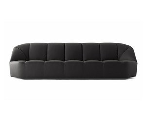 Designed by Massimo Castagna Modular sofa in non-deformable foam polyurethane in different density and polyester fibre with wooden inside structure. Black lacquered wooden feet. Available covered by fabric or leather as per samples.Not removable cover. Decorative polyester fibre cushions, on request. Modules cannot be sold individually. Actual product may vary from images shown on website. Please contact info@rifugiomodern.com  for finish and fabric samples.