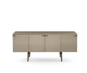 Designed by Pinuccio Borgonovo Sideboard in 8mm tempered extralight glass painted with the exclusive “Cashmere” brushed finish in the colors gold gray or anthracite. Bright black painted inside.  Actual product may vary from images shown on website. Please contact info@rifugiomodern.com for finish samples