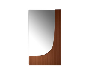Designed by Federica Biasi  Mirror with part in milled wood matt lacquered in the colors "terracotta" (RAL 8002), "silk" (RAL 7044) or "black coffee" (RAL 8022). On request available "RAL version" in the color requested by the customer. It is possible to create compositions by combining several mirrors even with different orientations.  Cm (L x H) 55 x 80  80 x 140  Actual product may vary from images shown on website. Please contact info@rifugiomodern.com  for finish samples. 