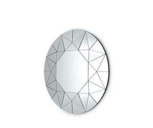 Designed by Ricardo Bello Dias  5mm hand ground mirror with octagonal central part and frame made up of 40 inclined mirrors on different planes.  Cm (Ø)  120 150  Actual product may vary from images shown on website. Please contact info@rifugiomodern.com  for finish samples.