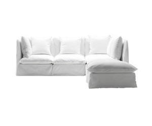 Designed by Paola Navone for Gervasoni Ghost, a sofa created with a light body and essential volumes. Made from a thin, minimal structure padded with polyurethane foam, Ghost contains soft loose cushions in mixed down.  Actual product may vary from images shown on website. Please contact info@rifugiomodern.com for finish and fabric samples.