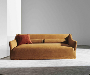 Designed by Paola Navone for Gervasoni  Sofa upholstered with variable-density polyurethane foam. Seats have a pocket spring insert in order to improve comfort, softness and durability. Down roll cushion. Removable cover with piping. Available with all our fabrics except for 3D, Quilt Malta and Quilt Velour.  Actual product may vary from images shown on website. Please contact info@rifugiomodern.com for finish and fabric samples.