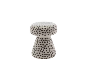 Designed by Paola Navone for Gervasoni  Inout 44 is a coffee table-pouf made of concrete GFRC in black, anthracite grey or white decorated with black polka dots or black stripes, it is characterised by a champagne cork shape, essential and minimal.  Actual product may vary from images shown on website. Please contact info@rifugiomodern.com for finish and fabric samples.