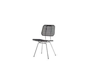 Designed by Paola Navone for Gervasoni The Brick 23 chair without armrests has a structure in polished chromed steel rod. Light lines and low thicknesses are emphasised by the grey parchment weave of the seat and backrest. Actual product may vary from images shown on website. Please contact info@rifugiomodern.com for finish and fabric samples.