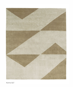 Kristiina Lassus Design  Named after Lake Como, the Komo rug draws its inspiration from landscapes with mountains surrounded by water to create an abstract landscape that plays with mirroring and reflections. This boldly patterned rug is particularly luxurious and soft thanks to its high silk content and elaborated loop and cut texture.  Actual product may vary from images shown on website. Please contact info@rifugiomodern.com for finish samples.
