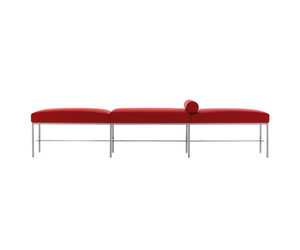 Designed by Pianca  Its clean, simple style is borrowed from yesteryear. This essential bench features a metal structure, three soft sections and a cylindrical cushion. An elegant chair that will look good anywhere, any way. Paesaggio bench, where looks count.  Actual product may vary from images shown on website. Please contact info@rifugiomodern.com for finish and fabric samples.