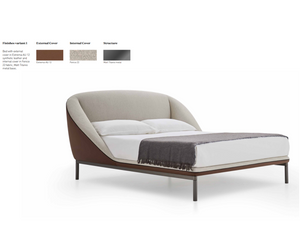 Designed by Simone Bonanni As a tribute to Sunday, the day of rest, the Domenica bed invites you to relax and recline in a solid, warm and protective embrace. Allow 4-6 weeks for delivery  Actual product may vary from images shown on website. Please contact info@rifugiomodern.com for finish and fabric samples.