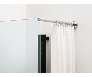 Designed by Benedini Association for Agape The Flat DX program combines the lightness and cleanliness of the Flat D showers with great ease of installation that does not require masonry work. The 8 mm glass walls are supported by vertical profiles to be fixed to the masonry, without the need for recess.  Actual product may vary from images shown on website. Please contact info@rifugiomodern.com for fabric and finish samples.