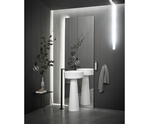 Designed by Angelo Mangiarotti for Agape Bjhon washbasins are the fruit of an idea conceived by Angelo Mangiarotti in 1970. They are made of marble bianco di Carrara, grigio Carnico, nero Marquina or using an advanced technological material: Cristalplant® biobased.  Actual product may vary from images shown on website. Please contact info@rifugiomodern.com for fabric and finish samples.