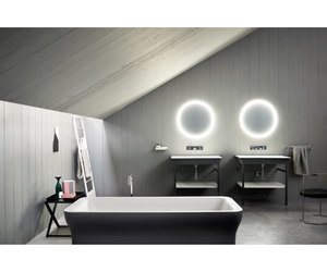 Designed by Benedini Association for Agape Novecento XL interprets in a modern way the forms of the past, transferring them in a new, important and inviting atmosphere. On both sides of this washbasin with sinuous shape, two large storage surfaces. Actual product may vary from images shown on website. Please contact info@rifugiomodern.com for fabric and finish samples.