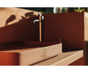 Designed by Diego Vencato & Marco Marco Merendi for Agape  Petra, self-bearing countertop realised in Cementoskin®, new type of concrete, resistant to any kind of dirt and with unique aesthetic features. The entire collection is inspired by the soft and natural finish of this material.   Actual product may vary from images shown on website. Please contact info@rifugiomodern.com for fabric and finish samples.