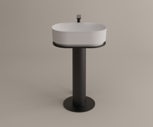Designed by Neri & Hu for Agape The Immersion washbasin, with a matt black-coated floor-standing metallic support, is the ideal complement for the bathtub of the same name, inspired by the tradition of oriental timber bathing vessels. The compact size of this washbasin makes it suitable for confined living spaces as well. Actual product may vary from images shown on website. Please contact info@rifugiomodern.com for fabric and finish samples.