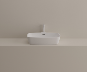 Designed by Benedini Association for Agape A large and inviting basin, surrounded by a slim edge. A pure and simple shape for a bathroom based on a sophisticated and natural simplicity. In white Cristalplant® biobased, the Normal basin is suitable for endless compositions and coordinations, resting on the tops from the Flat XL, Actual product may vary from images shown on website. Please contact info@rifugiomodern.com for fabric and finish samples.