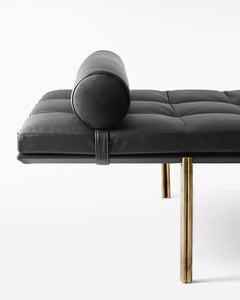 Massimo Castagna Design for Gallotti & Radice&nbsp;Massimo Castagna Design for Gallotti & Radice available at Rifugio Modern  Day bed with hand burnished brass structure with mattress in foam polyurethane covered by fabric or leather as per sample  Day bed with hand burnished brass structure with mattress in foam polyurethane covered by fabric or leather as per sample.&nbsp;